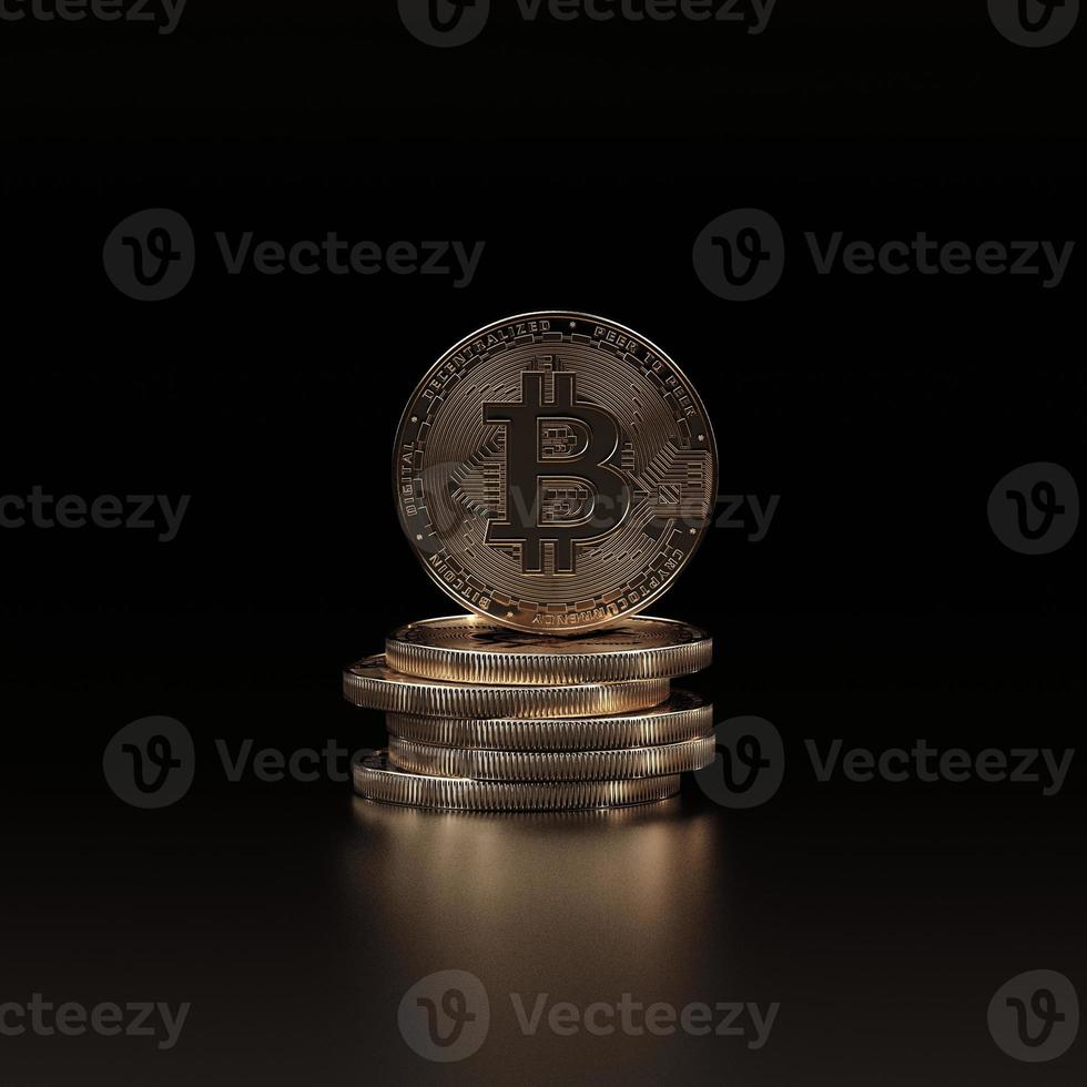 3D render bitcoin-concept. nieuw virtueel geld. cryptovaluta foto