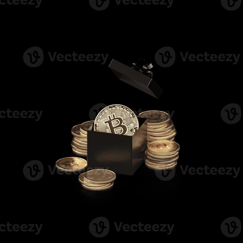 3D render bitcoin-concept. nieuw virtueel geld. cryptovaluta foto