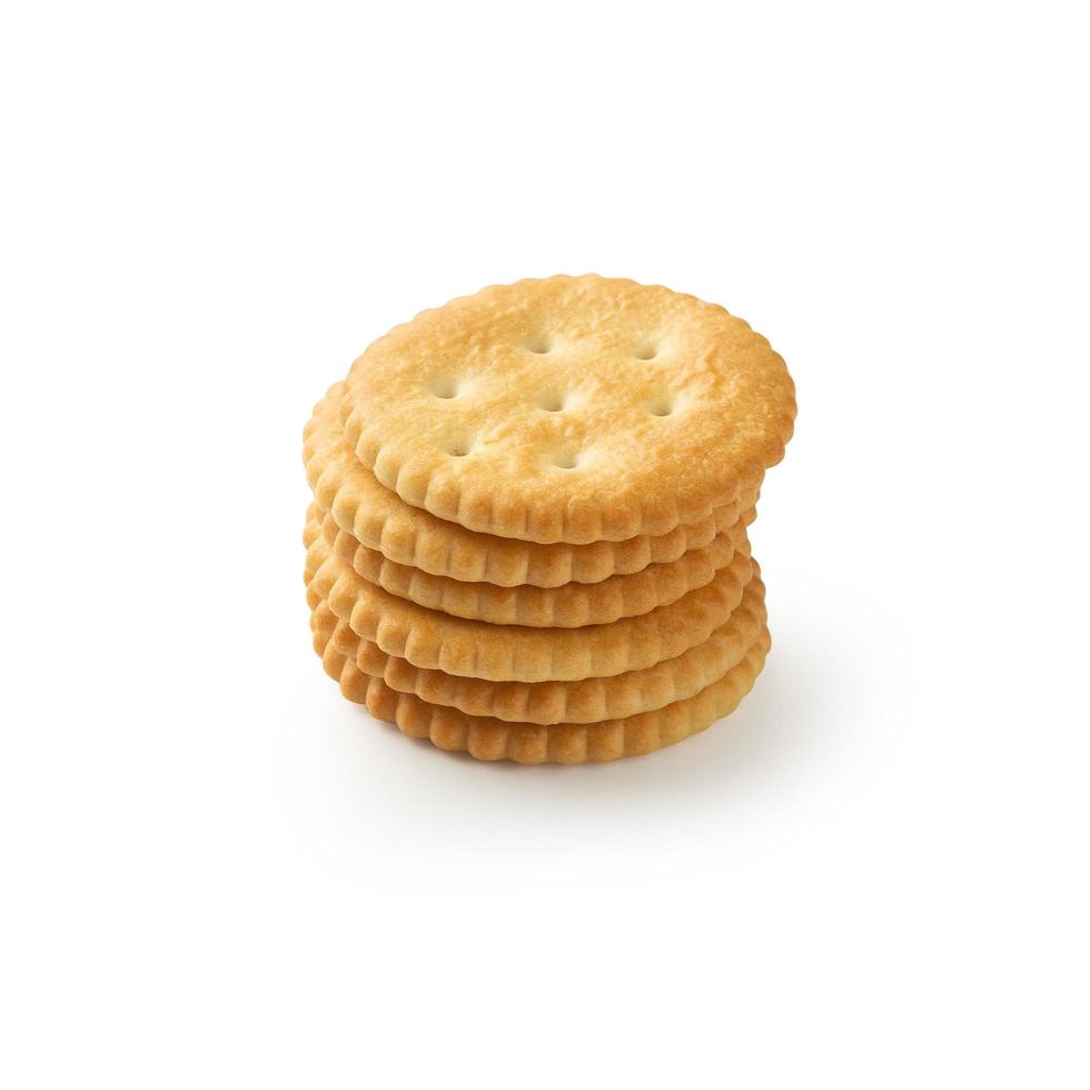 cracker cookies geïsoleerd op een witte achtergrond met uitknippad foto