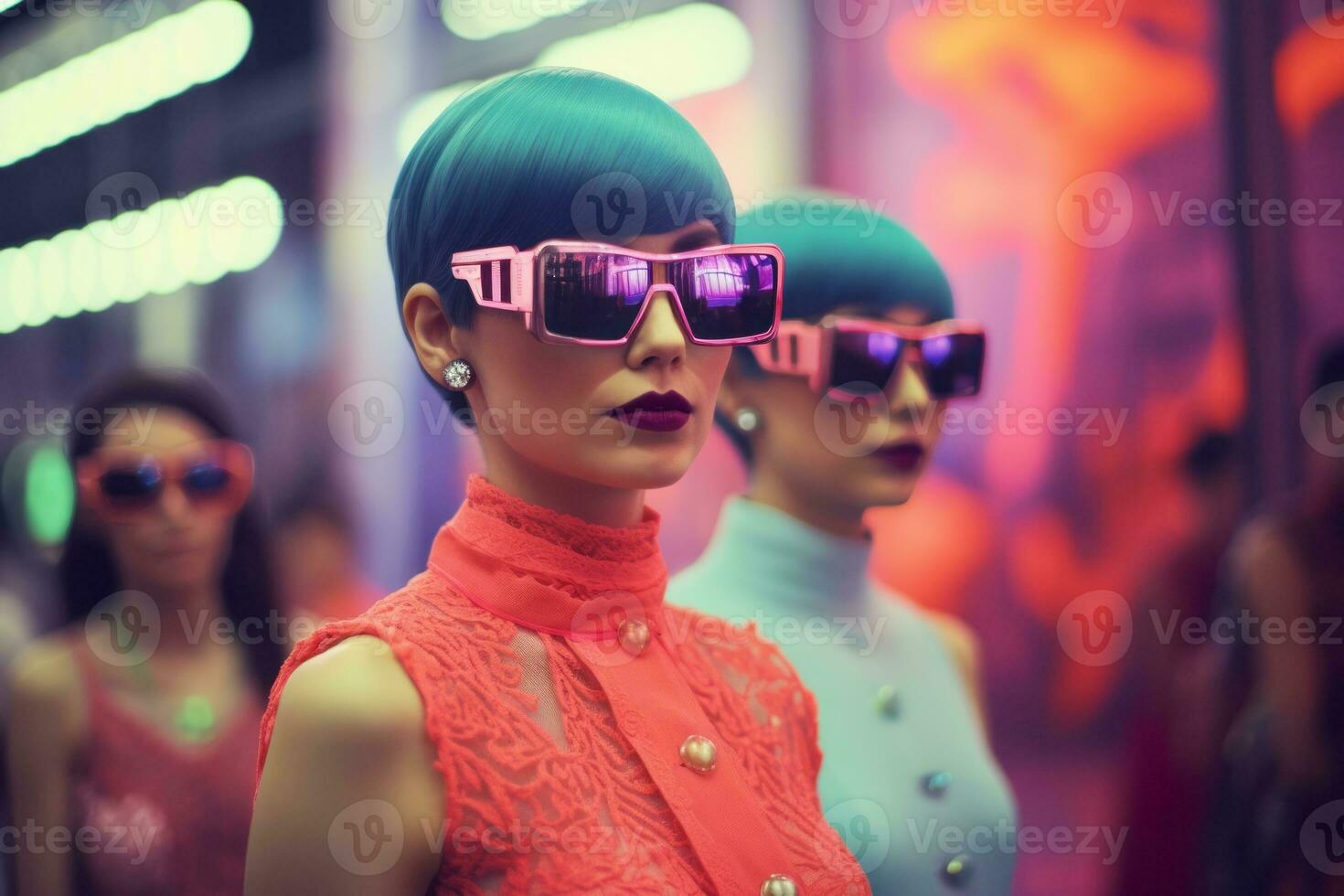 emotioneel gevolg neon retro stijl fotograaf van mensen ai generatief foto