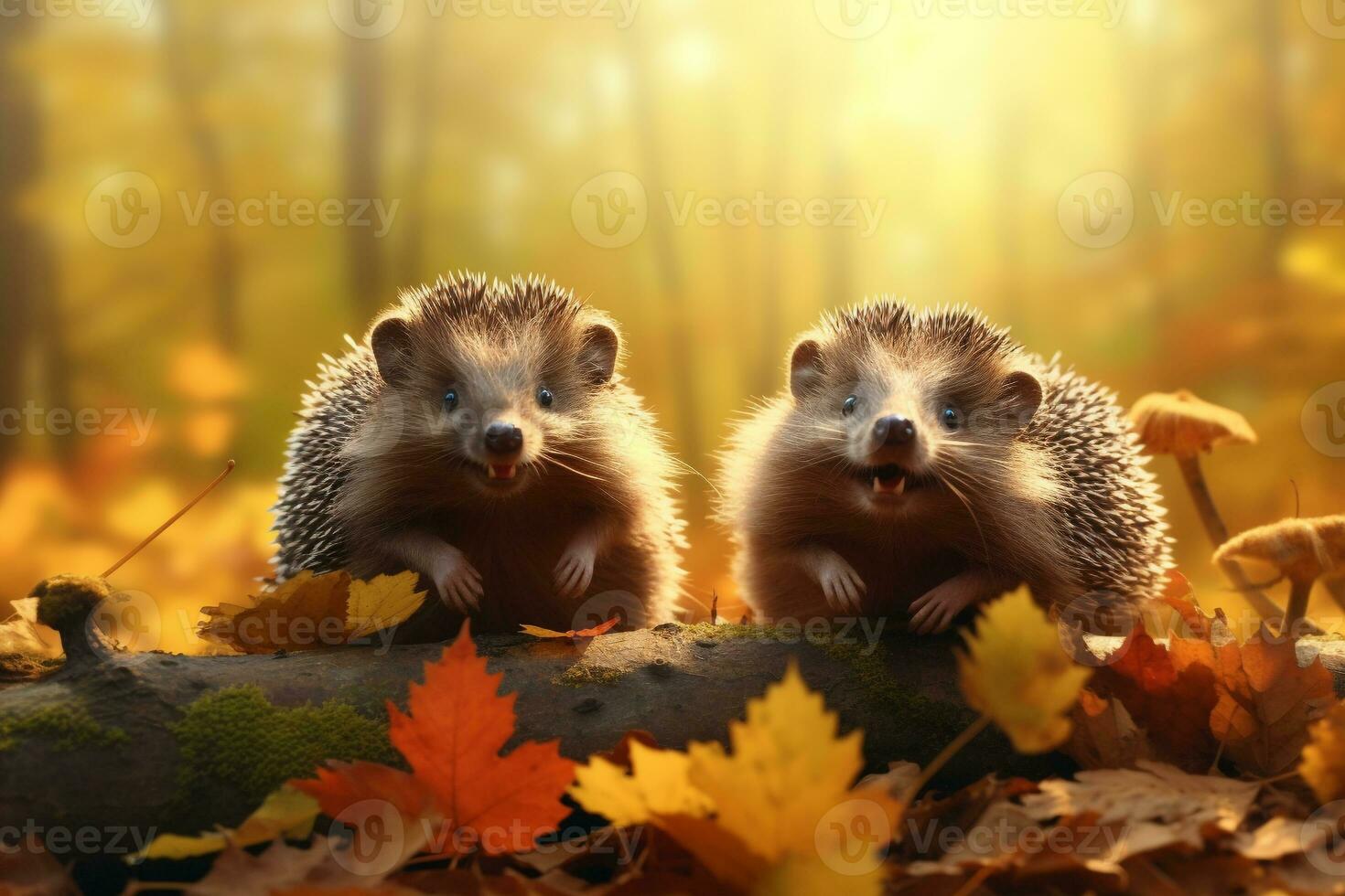 schattig groundhogs in de herfst Woud met herfst bladeren.gemaakt met generatief ai technologie. foto