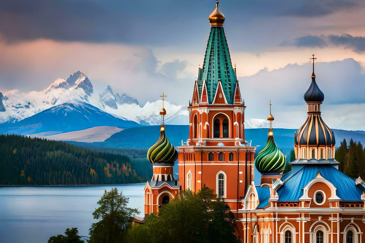 de kerk van de heilig kruis in de Russisch stad van Kazan. ai-gegenereerd foto