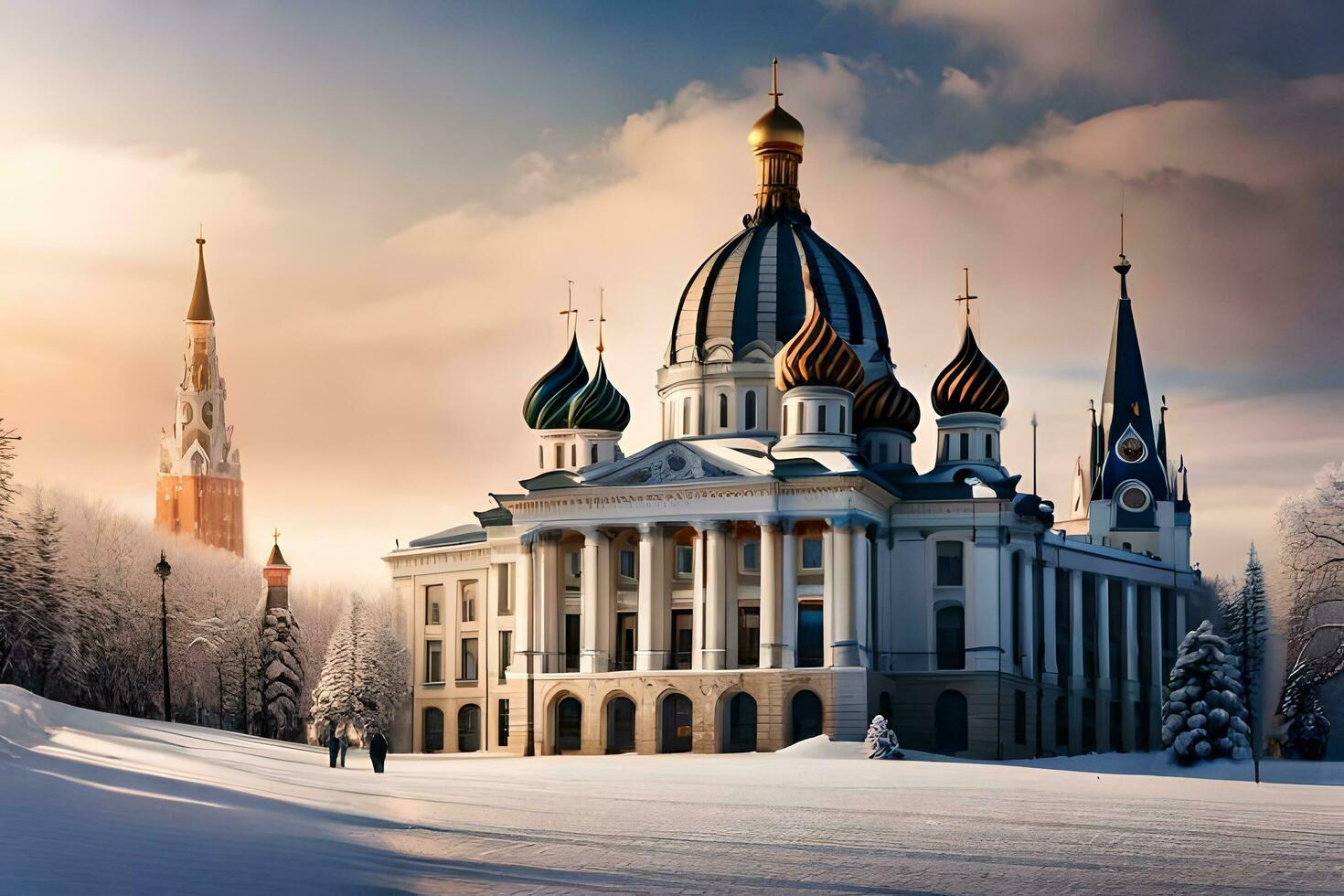 de kathedraal van st petersburg in winter. ai-gegenereerd foto