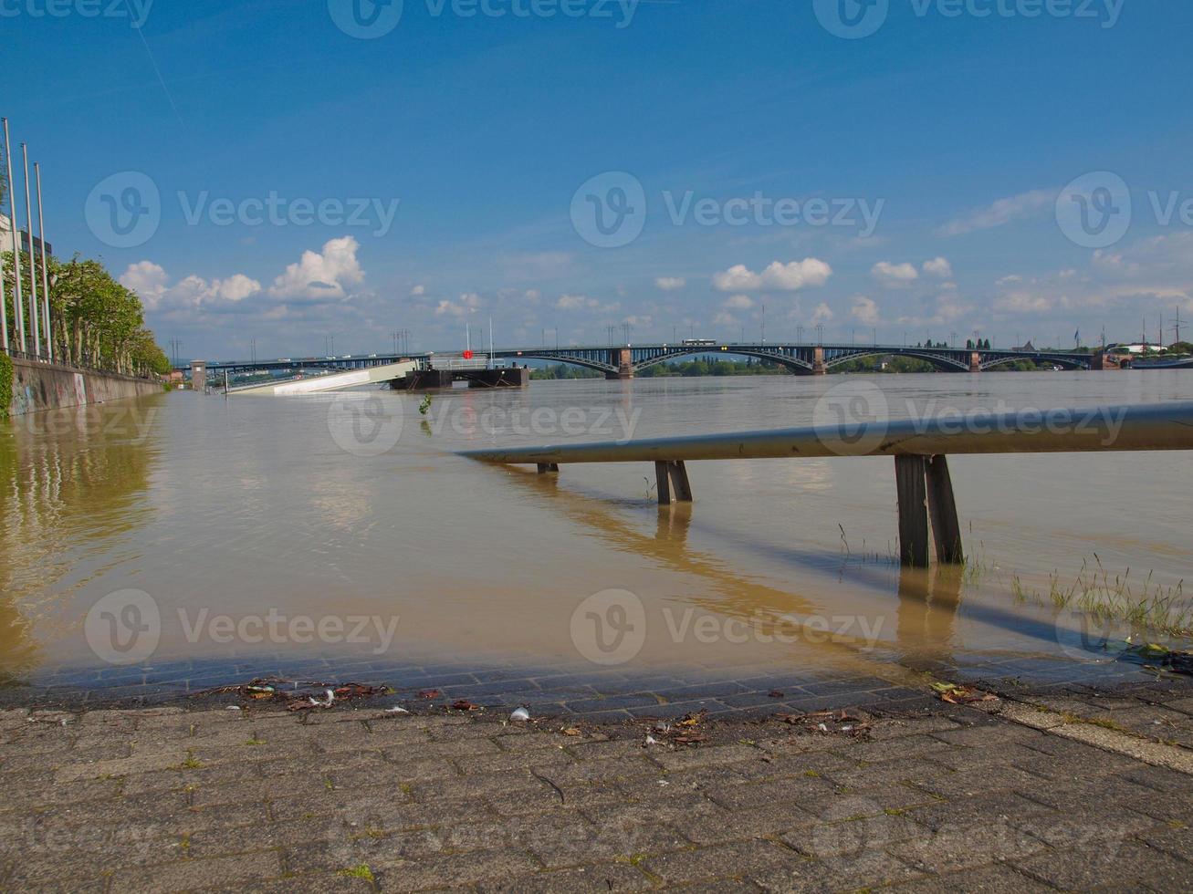 rivier rijn overstroming in mainz, duitsland foto