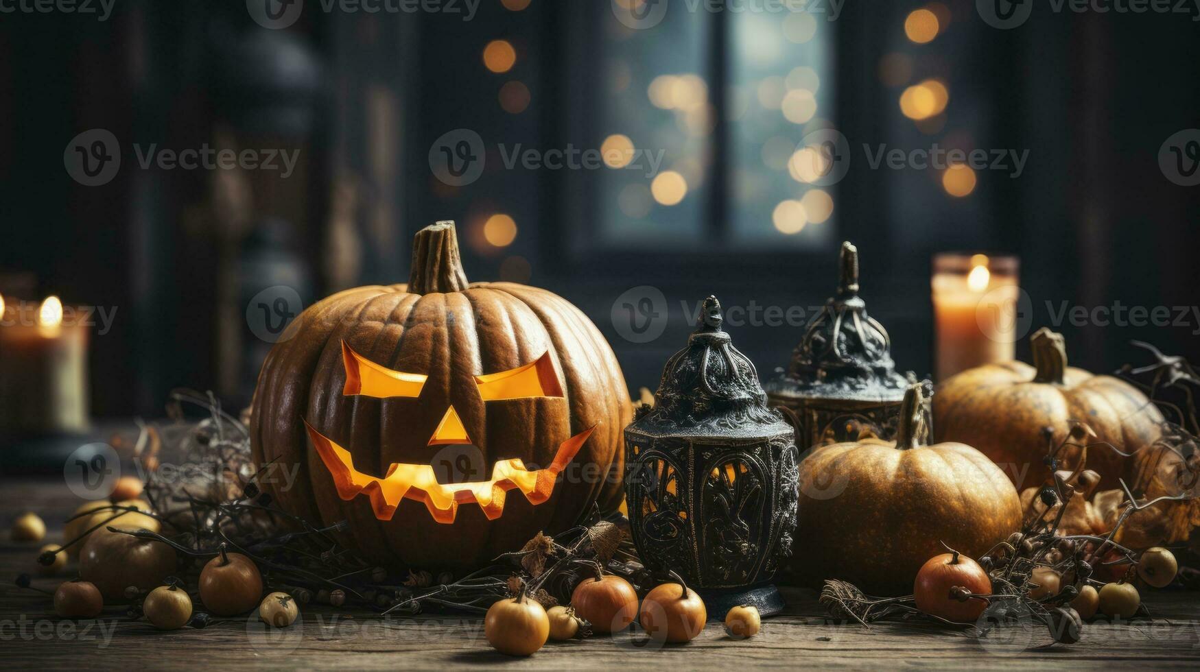 net zo de kaars flikkerde binnen de gesneden pompoen, de tafel was getransformeerd in een magisch portaal voor trick-or-treaters naar invoeren de grillig wereld van halloween, ai generatief foto