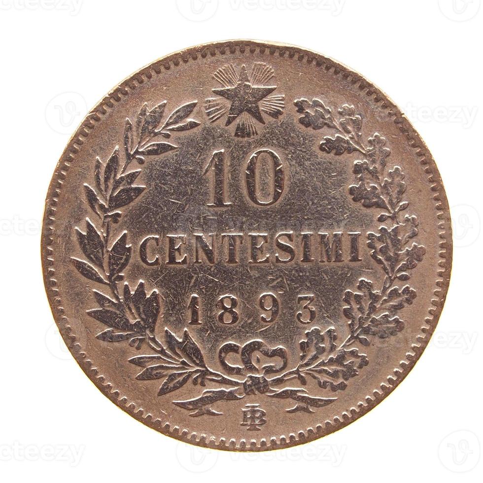 oude Italiaanse munt geïsoleerd foto