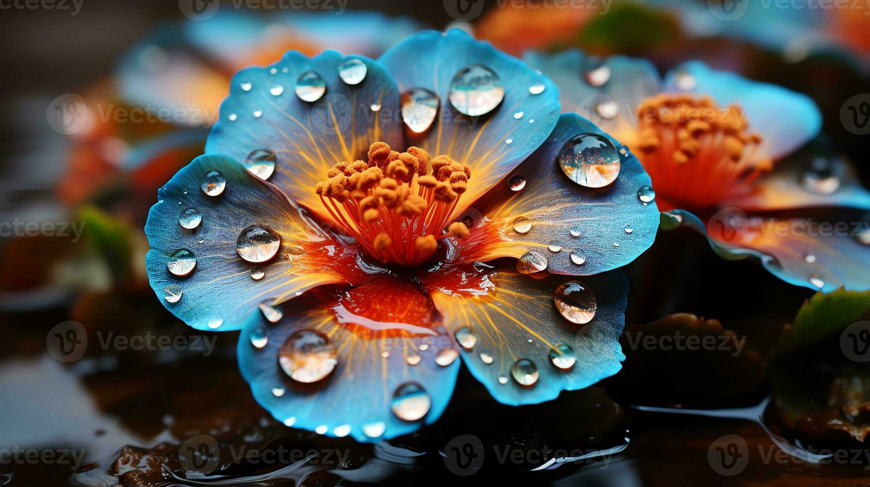 een roze bloem met water druppels Aan het ai generatief foto