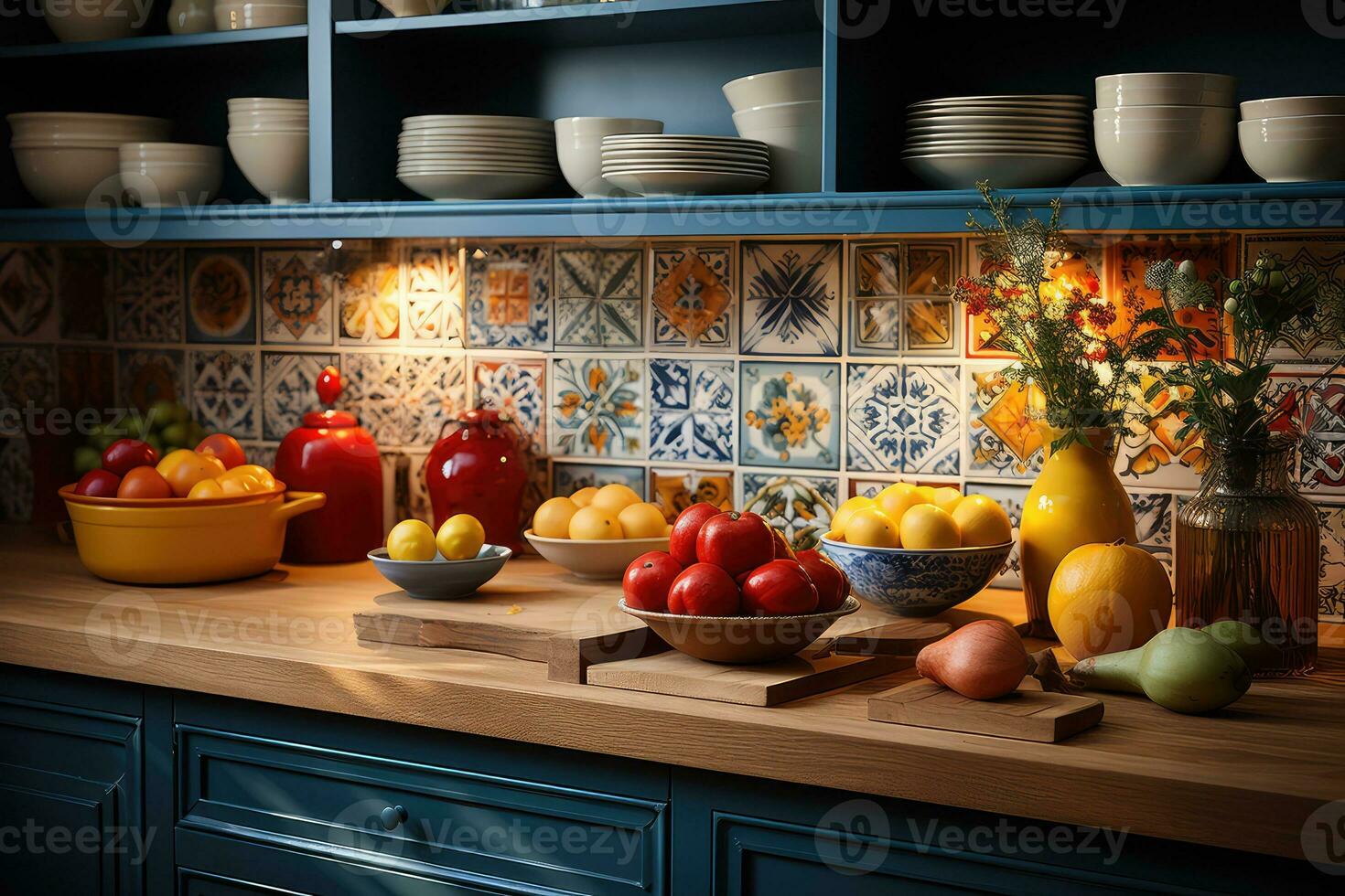 Marokkaans tegels keuken achterwand ai gegenereerd foto