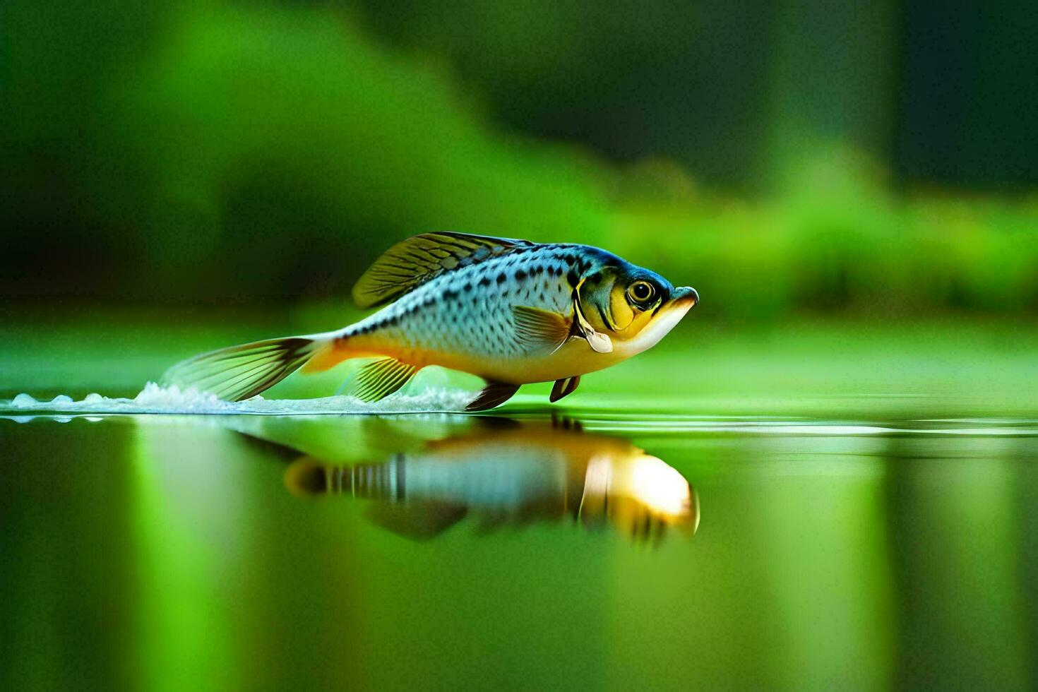 een vis is zwemmen in de water. ai-gegenereerd foto