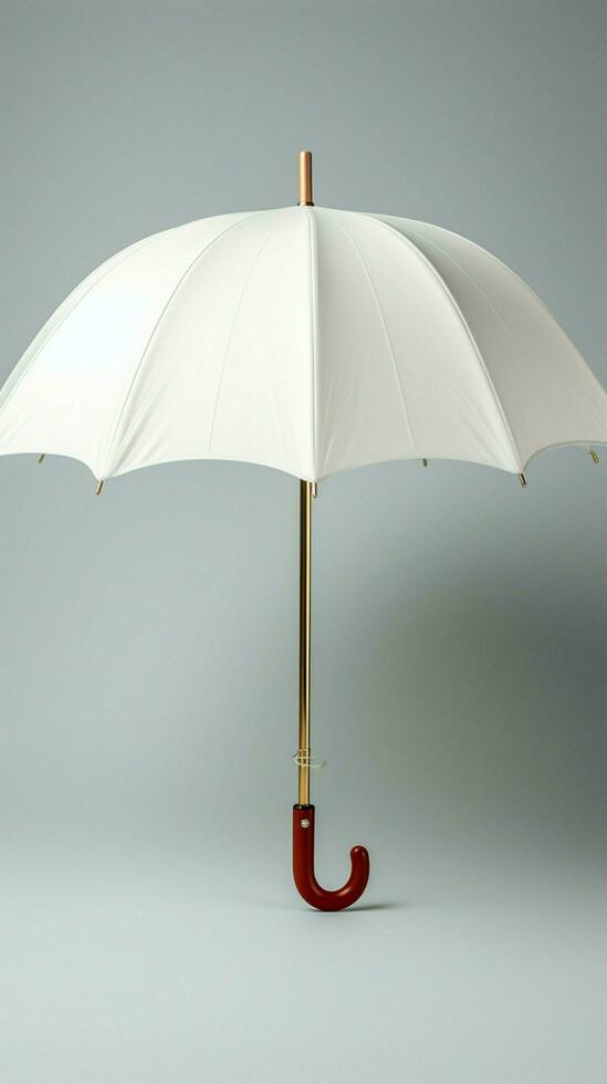 dichtbij omhoog 3d paraplu icoon in wit voor veelzijdig branding en reclame verticaal mobiel behang ai gegenereerd foto