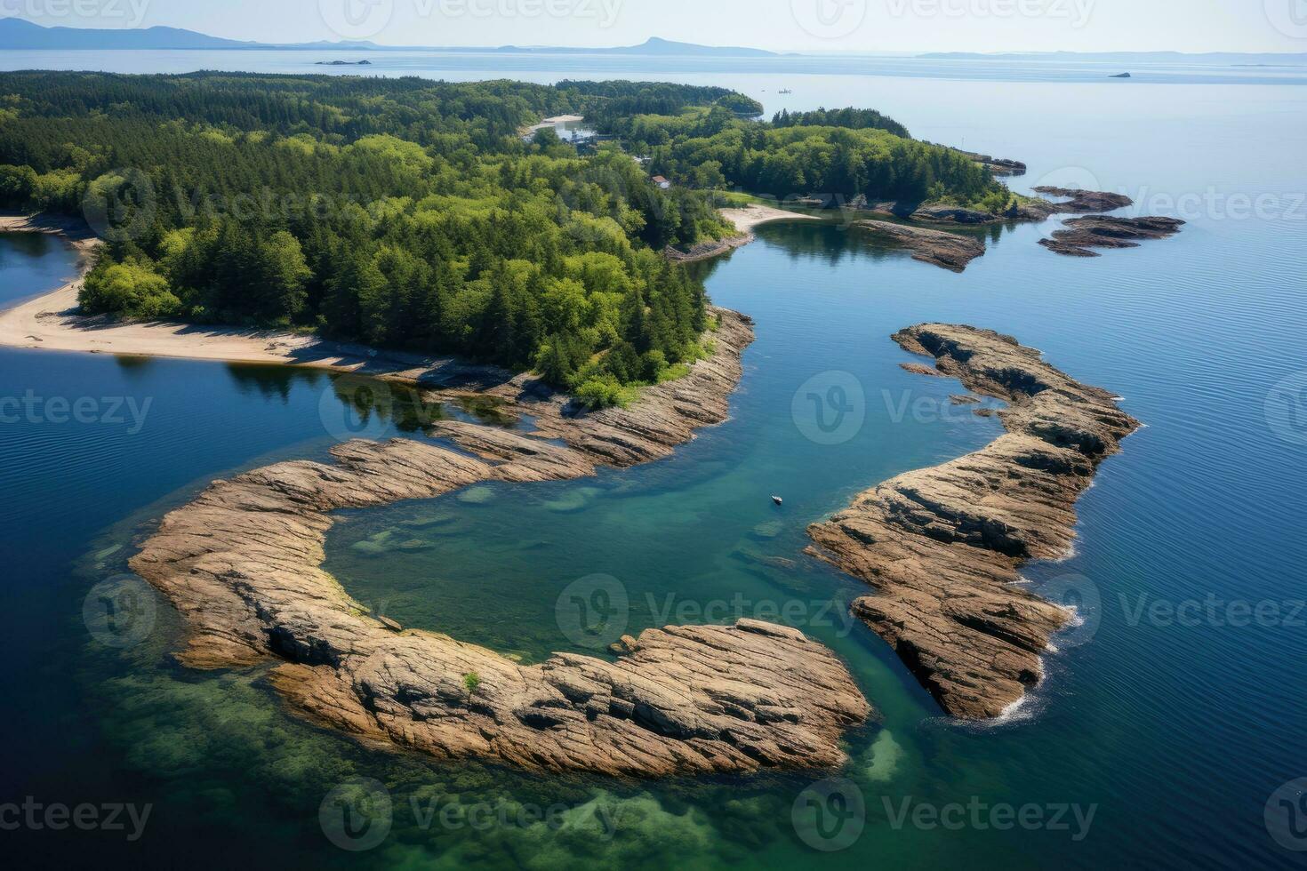 visvangst eiland in de vorm van een halve maan baai professioneel reclame fotografie ai gegenereerd foto