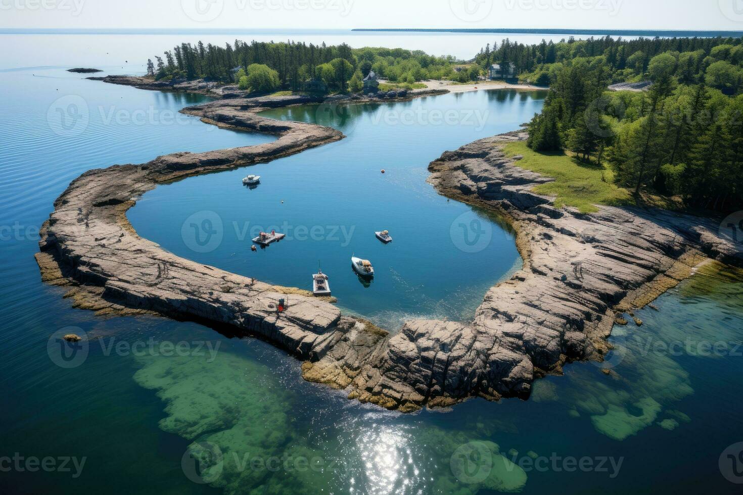 visvangst eiland in de vorm van een halve maan baai professioneel reclame fotografie ai gegenereerd foto