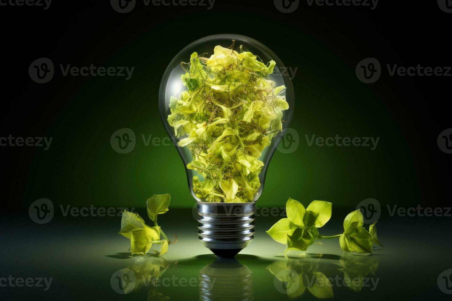 licht bollen en fabriek zaden symboliseren een groen energie ecosysteem professioneel reclame fotografie ai gegenereerd foto