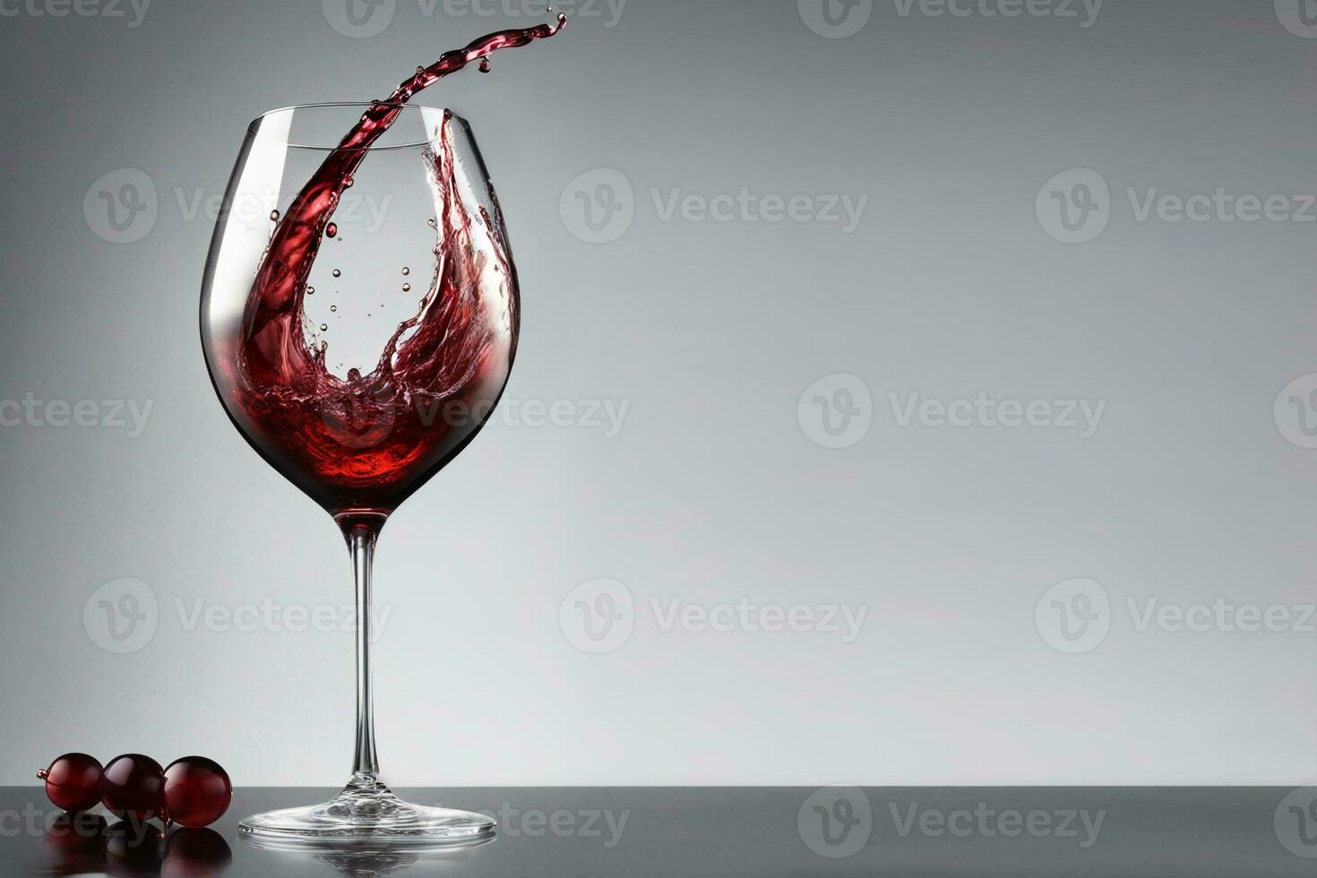 plons van rood wijn in een wijnglas, ai generatief foto