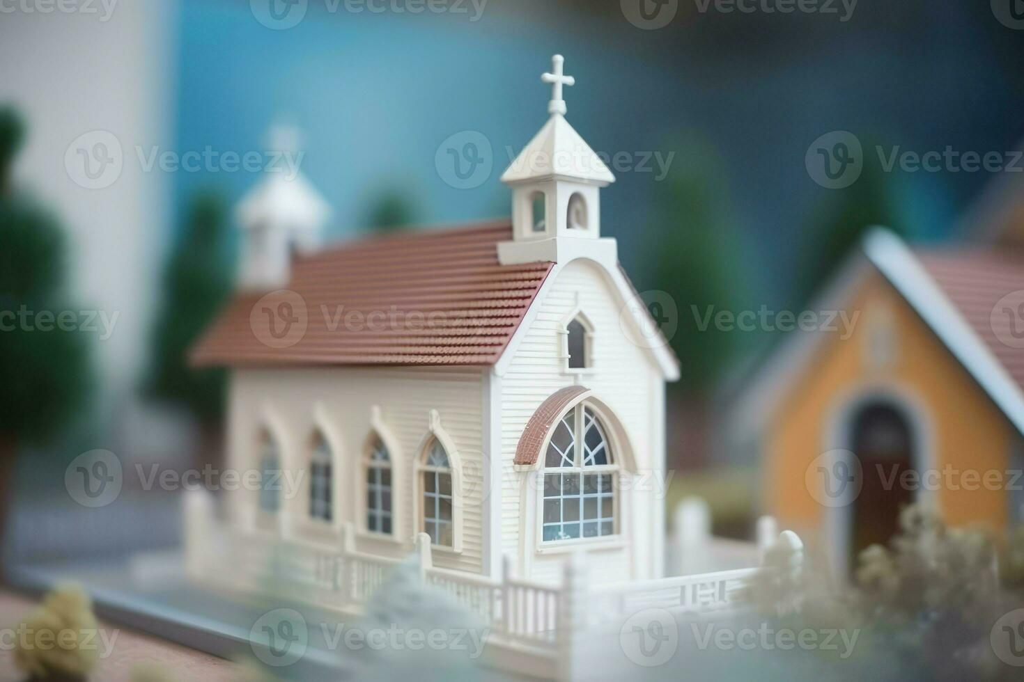 bruiloft kapel miniatuur. genereren ai foto
