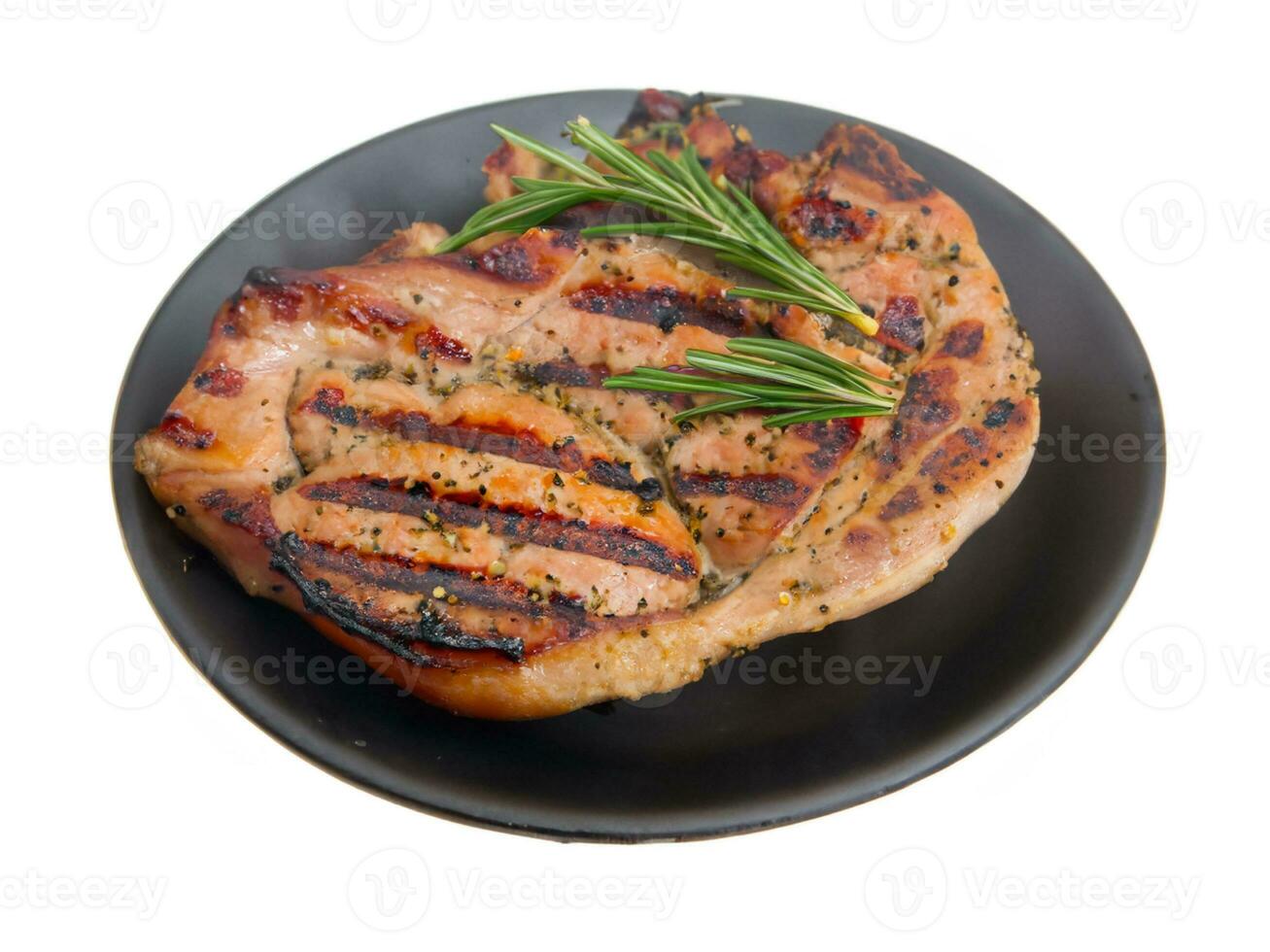 gegrild varkensvlees met rozemarijn Aan wit achtergrond foto
