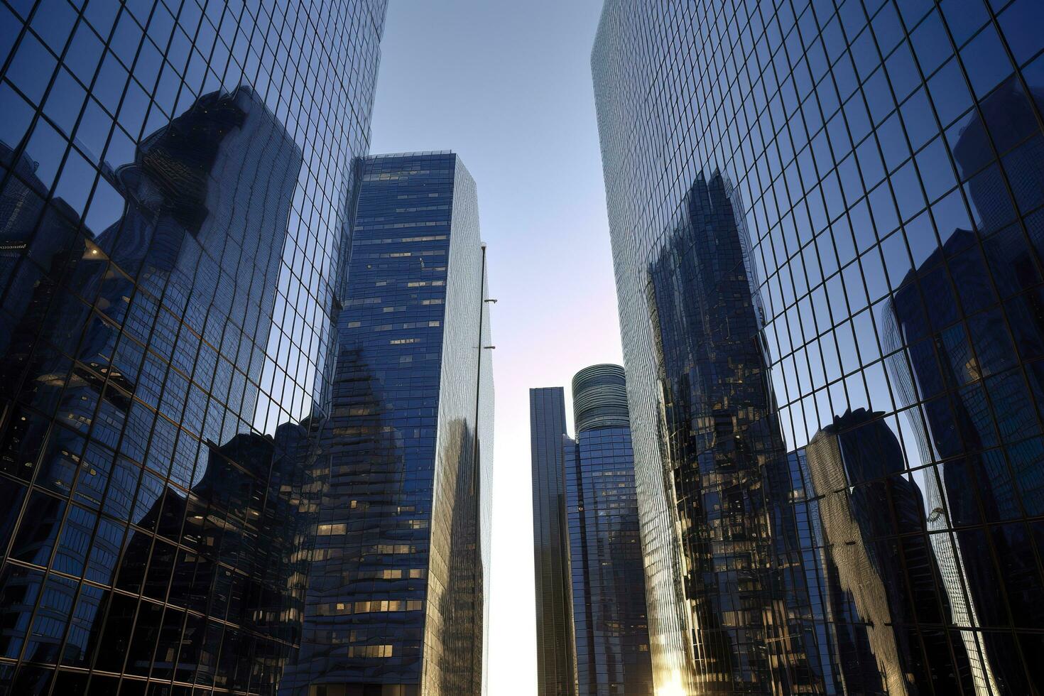 reflecterende wolkenkrabbers, bedrijf kantoor gebouwen. ai gegenereerd foto