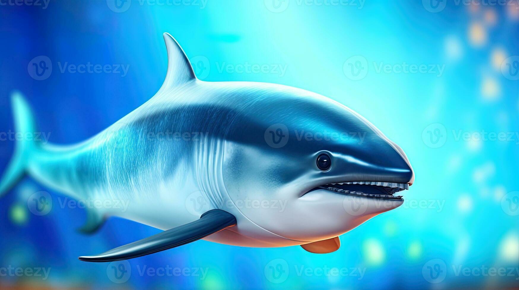 dolfijn in de water schattig zegel Aan blauw achtergrond ai generatief foto
