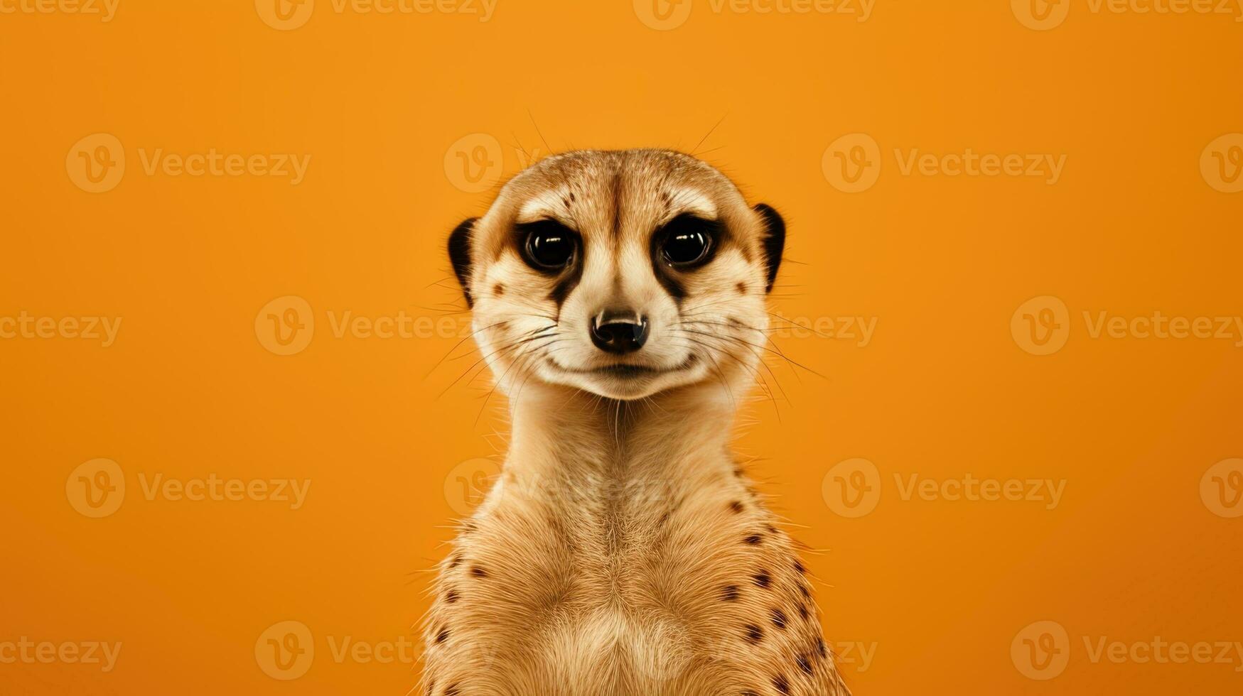 detailopname van een meerkat Aan een oranje achtergrond. ai generatief foto