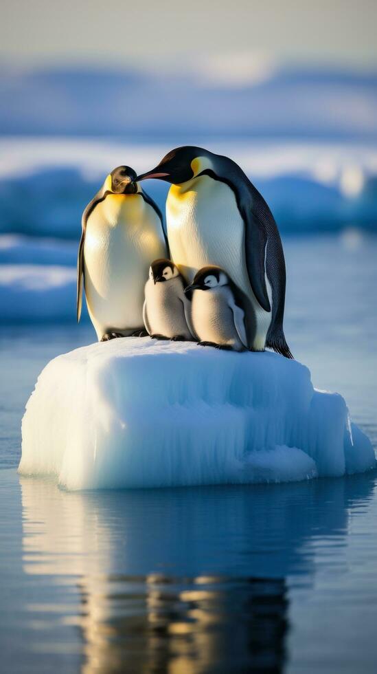 pinguïns waggelen Aan ijs ijsschots foto