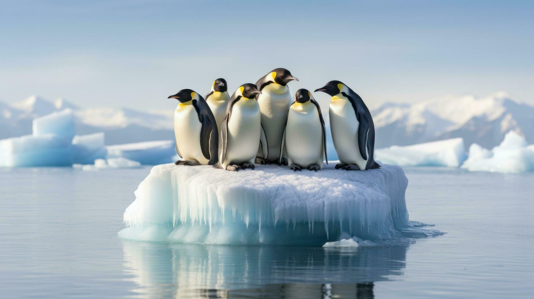 pinguïns waggelen Aan ijs ijsschots foto