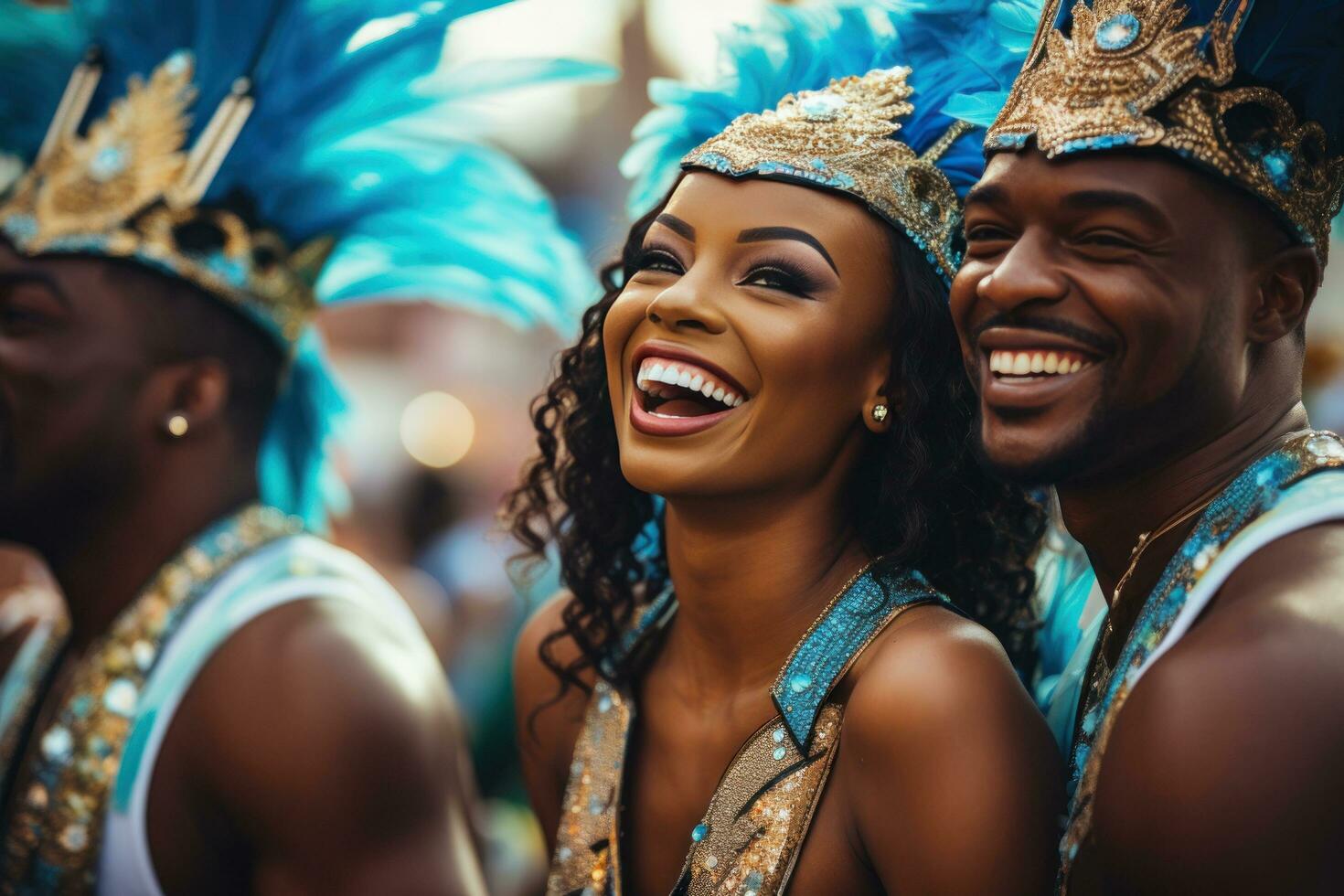 ervaring de energie van carnaval met deze prachtig samba dansers foto