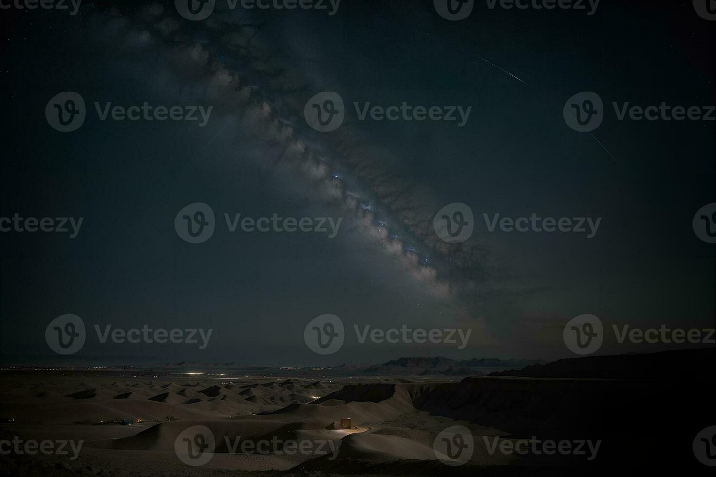 hemel- symfonie een woestijn sterrenhemel nacht s boeiend schoonheid. ai gegenereerd. foto