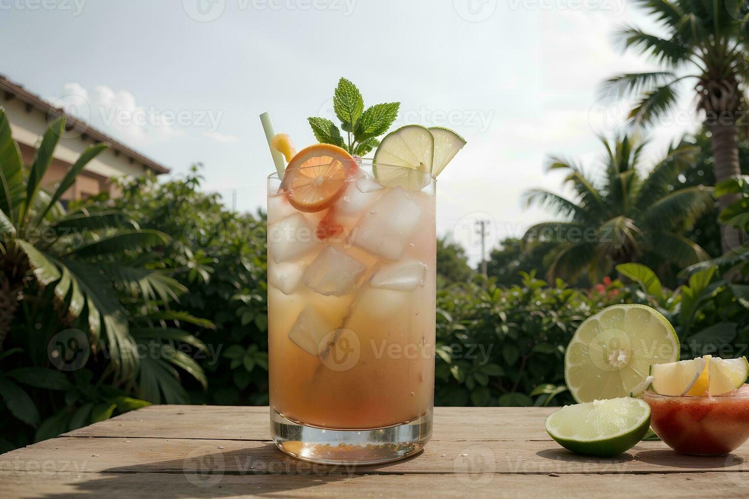 slokje van paradijs genieten in de levendig smaken van zomer cocktail mengen. ai gegenereerd. foto