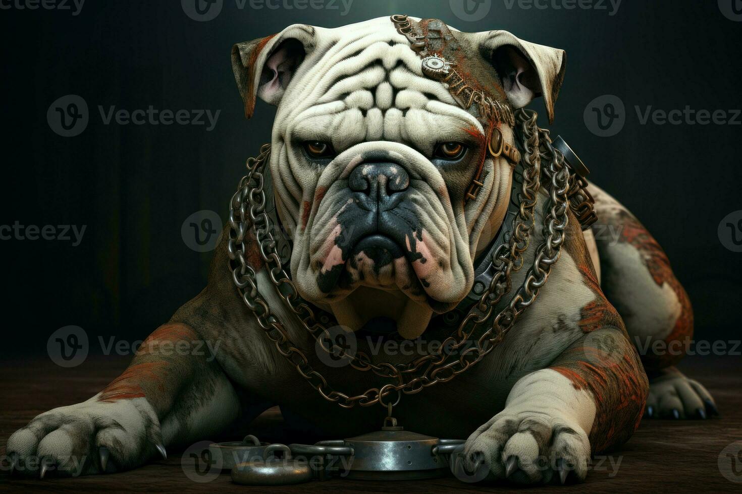 stompe staart zittend bulldog hond. genereren ai foto