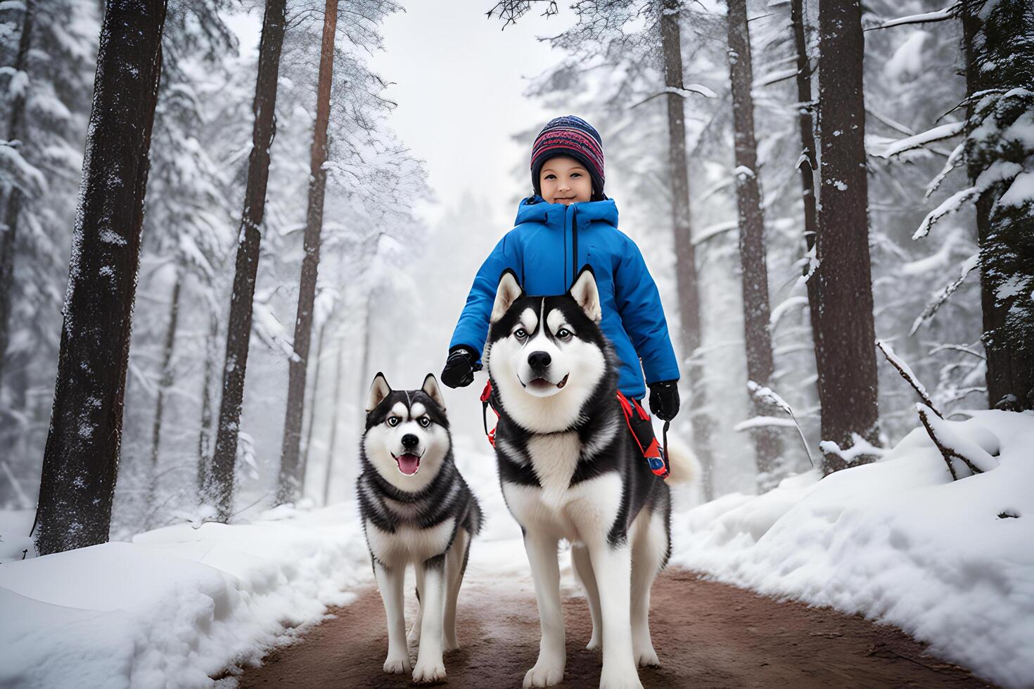 een betoverend tafereel van kinderen en honden spelen. ai generatief foto