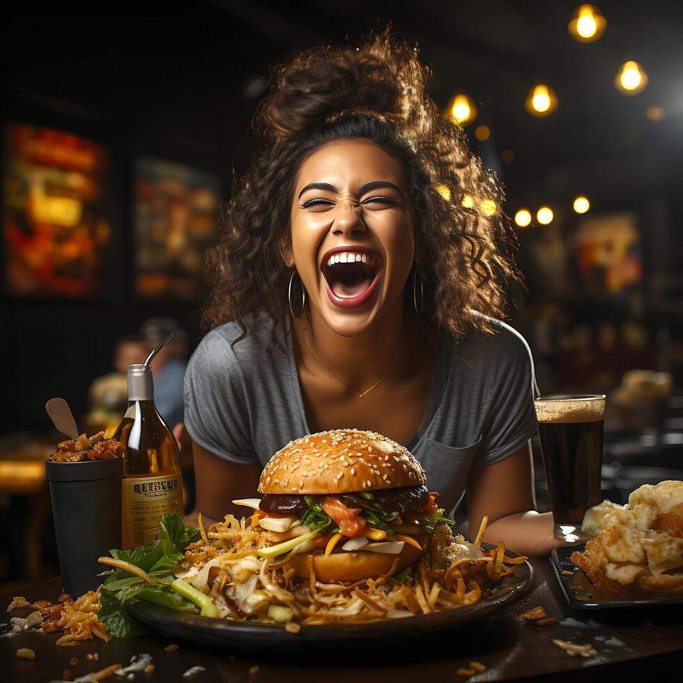 heerlijk de beroemd steak, groente hamburger beleven. ai generatief foto