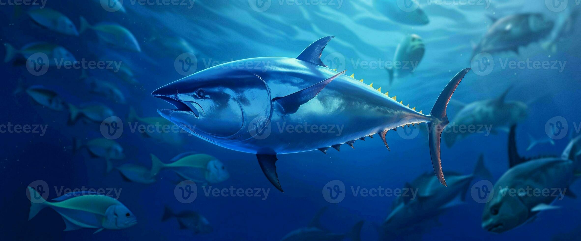 blauwvintonijn tonijn vis onder de oceaan. generatief ai foto