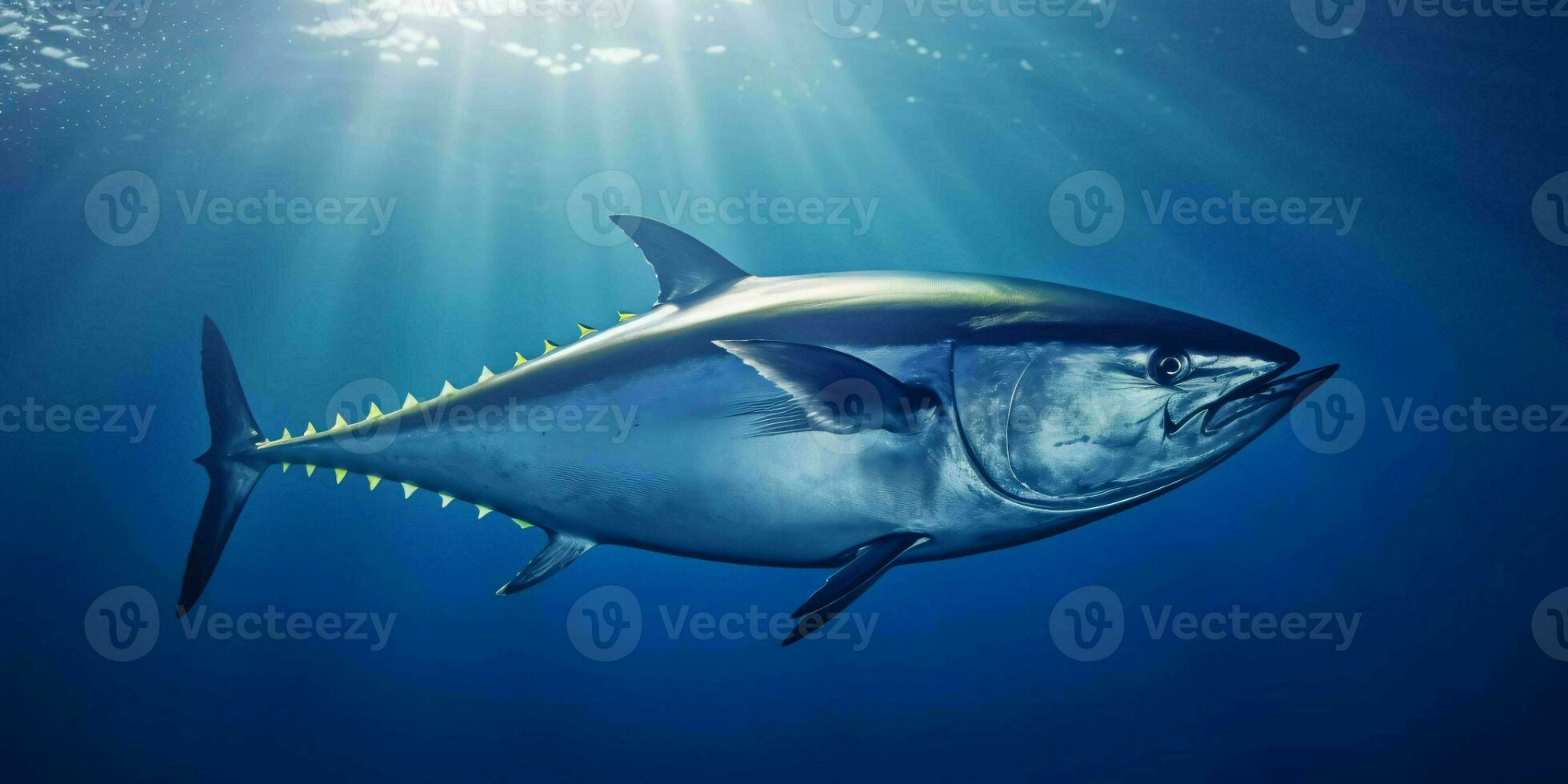 blauwvintonijn tonijn vis onder de oceaan. generatief ai foto