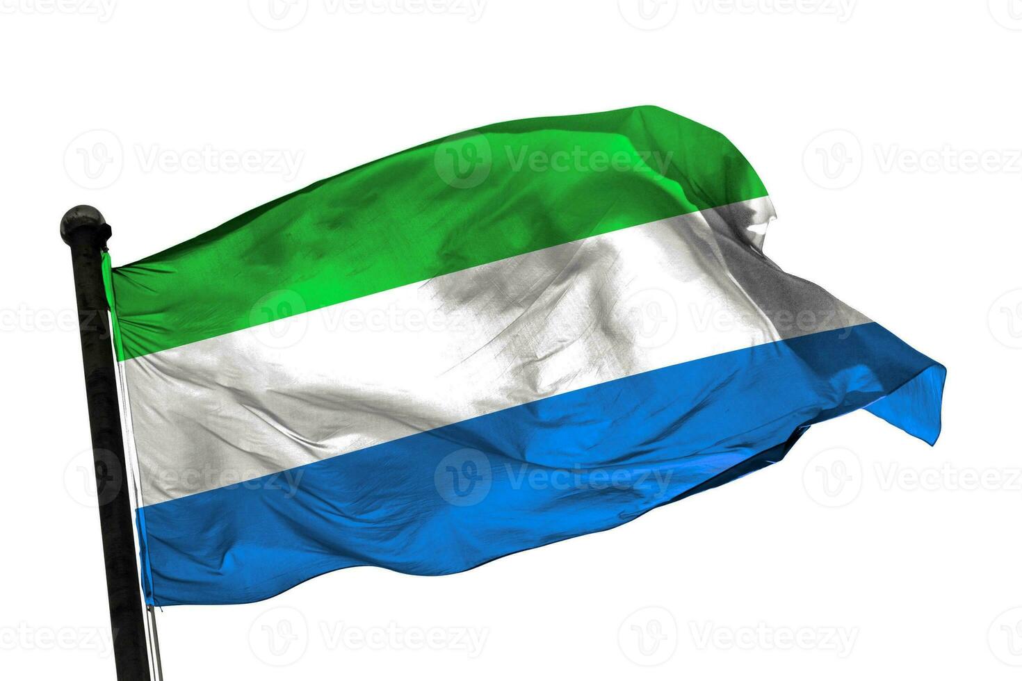 Sierra Leone vlag Aan een wit achtergrond. - afbeelding. foto