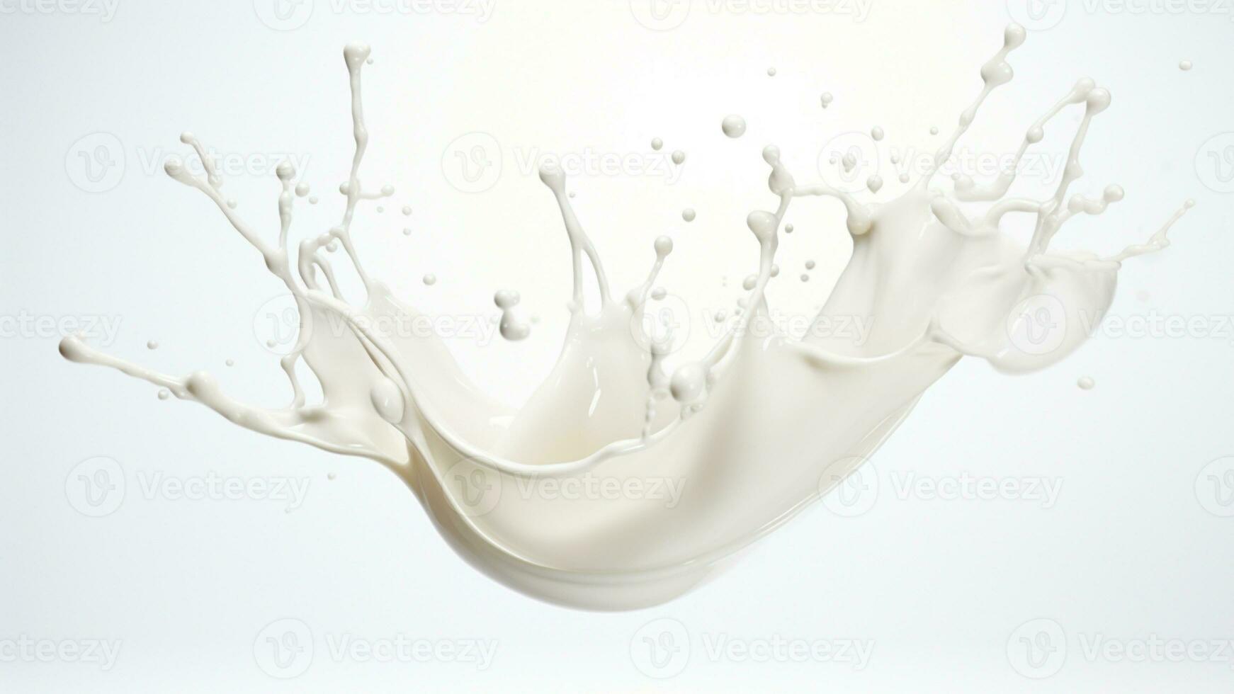 melk plons Aan wit achtergrond voor drinken en drank menu decoratie. generatief ai foto