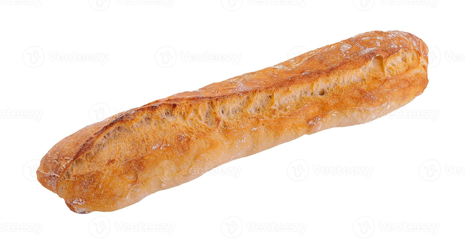 een brood van Frans brood Aan een wit achtergrond foto