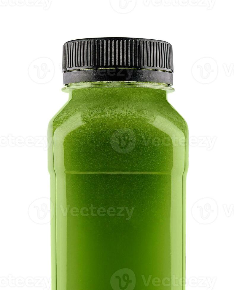 fles van spirulina smoothie Aan wit achtergrond foto