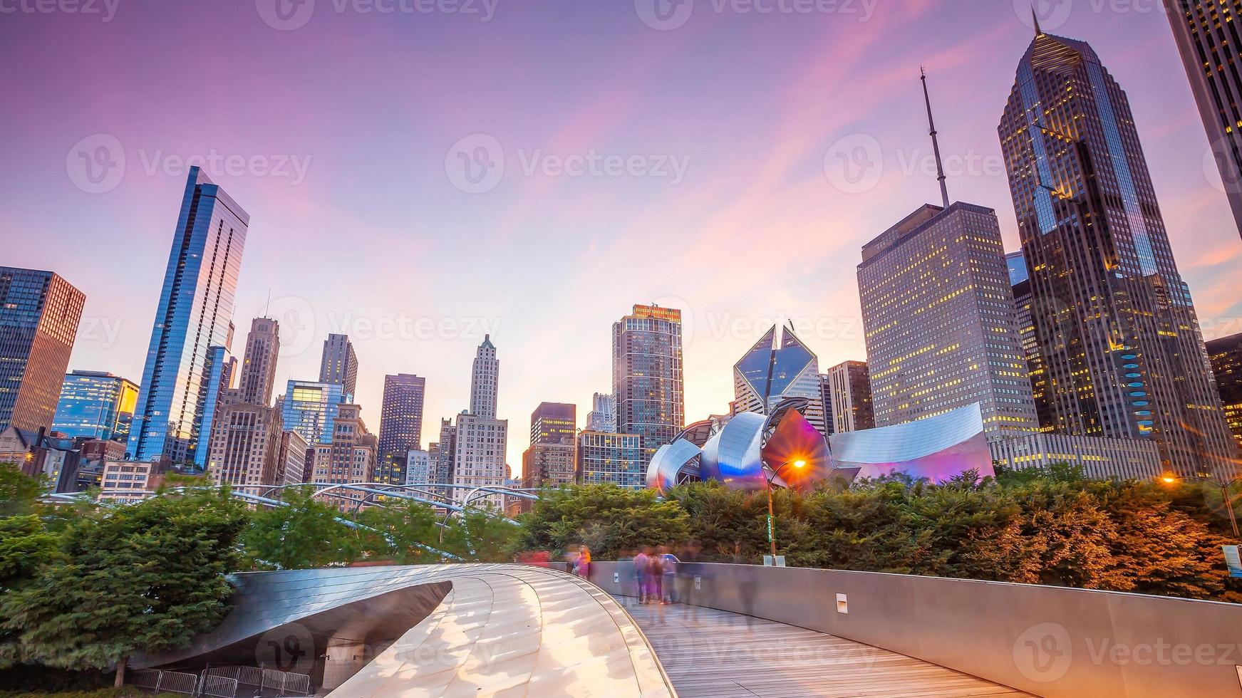 downtown chicago skyline stadsgezicht in de vs foto