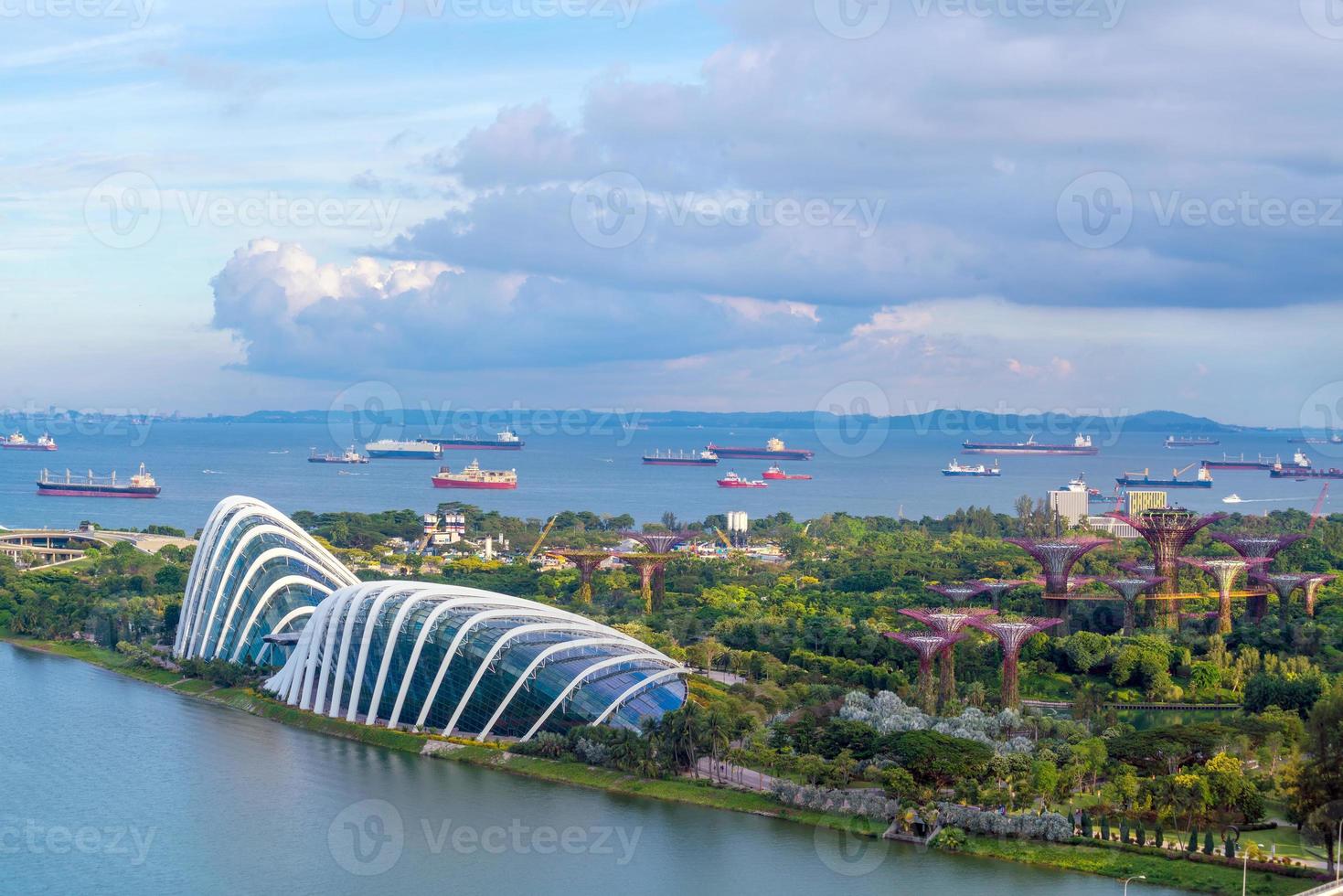 singapore skyline van de binnenstad bay area foto