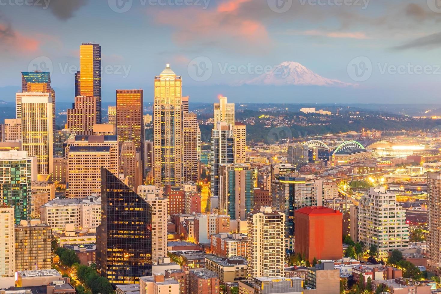 Seattle City Downtown Skyline Cityscape In De Staat Washington, Verenigde Staten foto