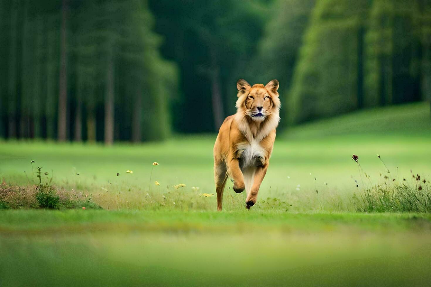 een hond rennen door een veld. ai-gegenereerd foto