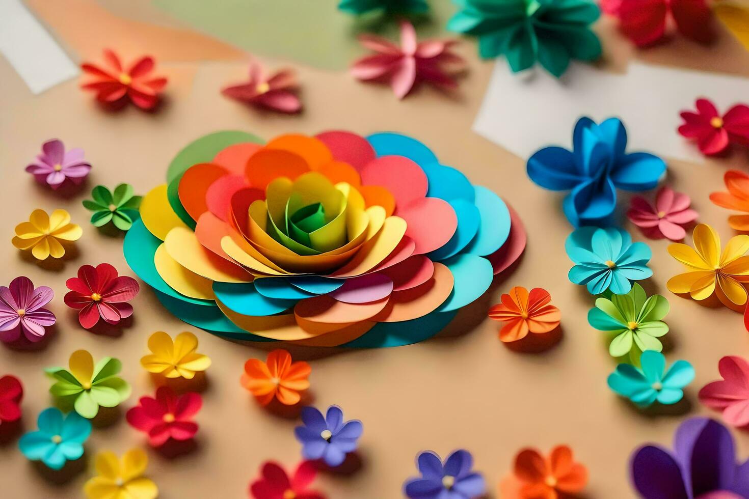een kleurrijk bloem gemaakt van papier. ai-gegenereerd foto