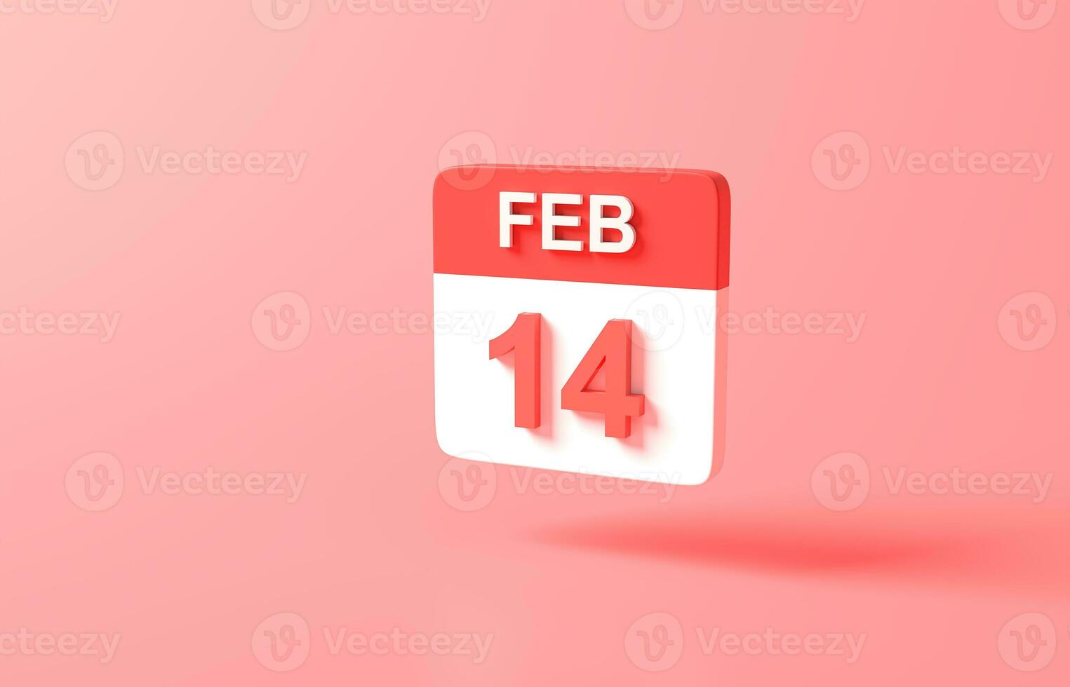 3d renderen minimaal kalender icoon symbool. minimaal tekenfilm schattig stijl ontwerp. gelukkig Valentijn dag concept. Aan pastel roze of rood achtergrond, illustratie. onderwijs gemakkelijk. februari 14 Valentijn dag foto