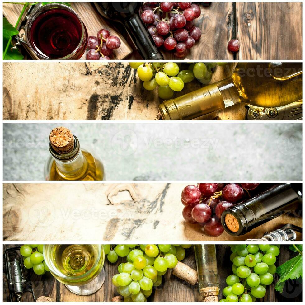 voedsel collage van rood en wit wijn. foto