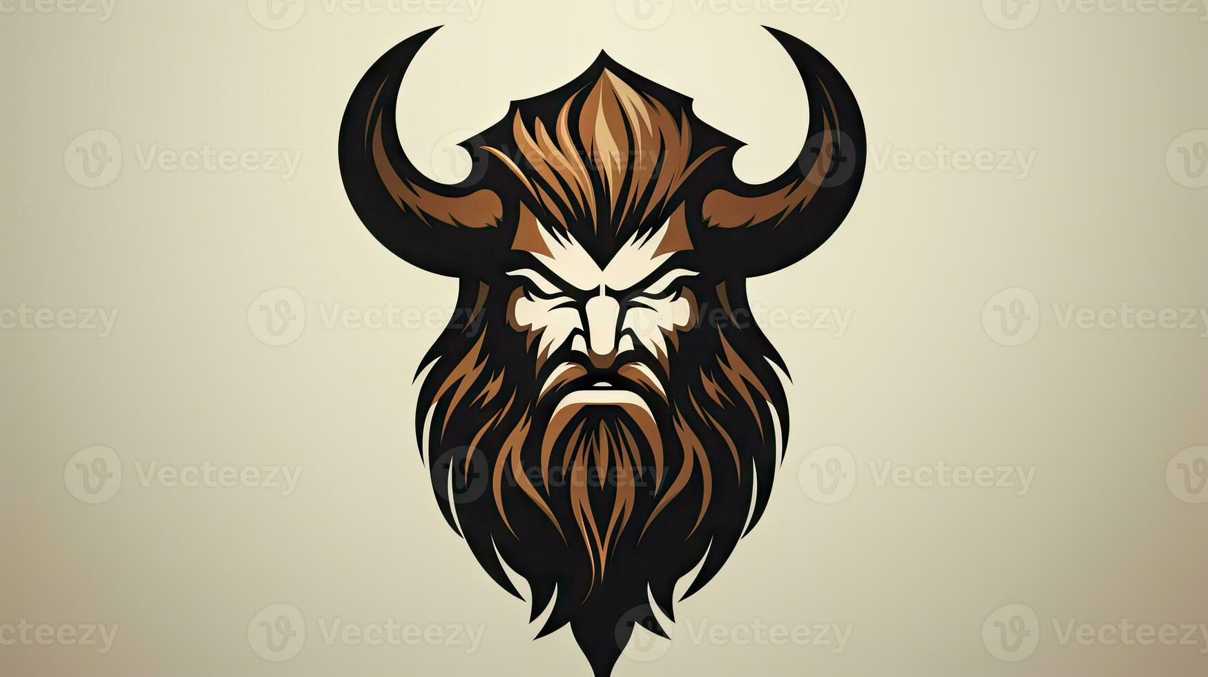 vector illustratie van een viking hoofd met hoorns en een baard. foto