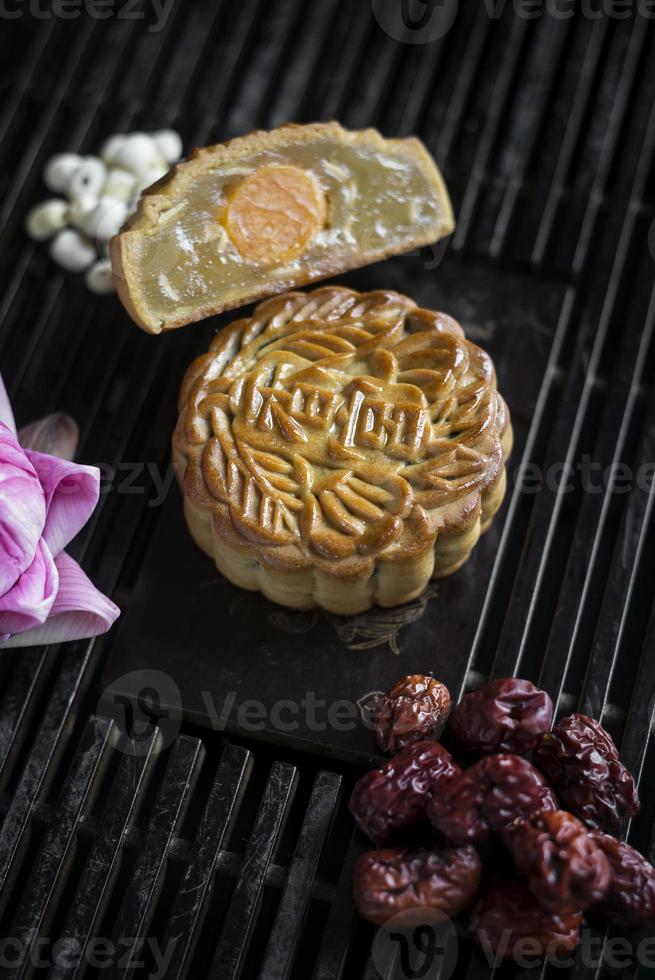 traditionele chinese gastronomische mooncakes feestelijk zoet eten close-up foto