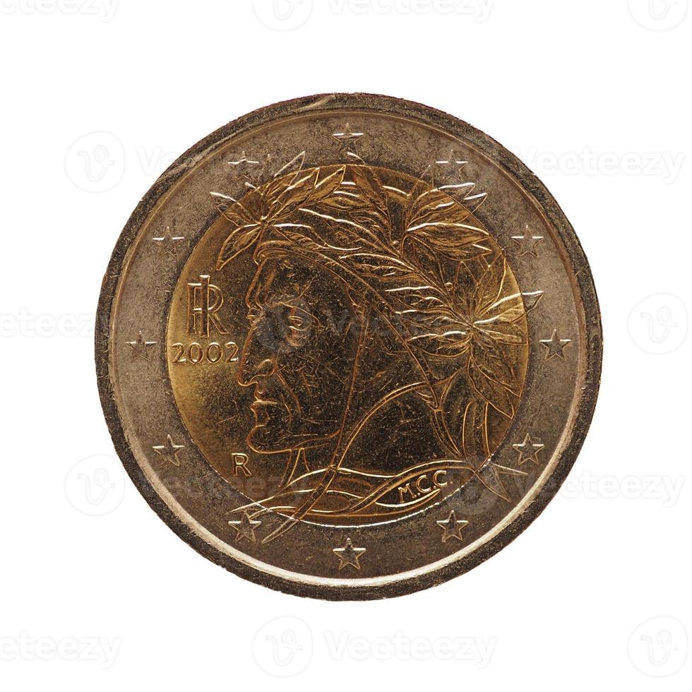 2 euro munt, europese unie geïsoleerd over white foto