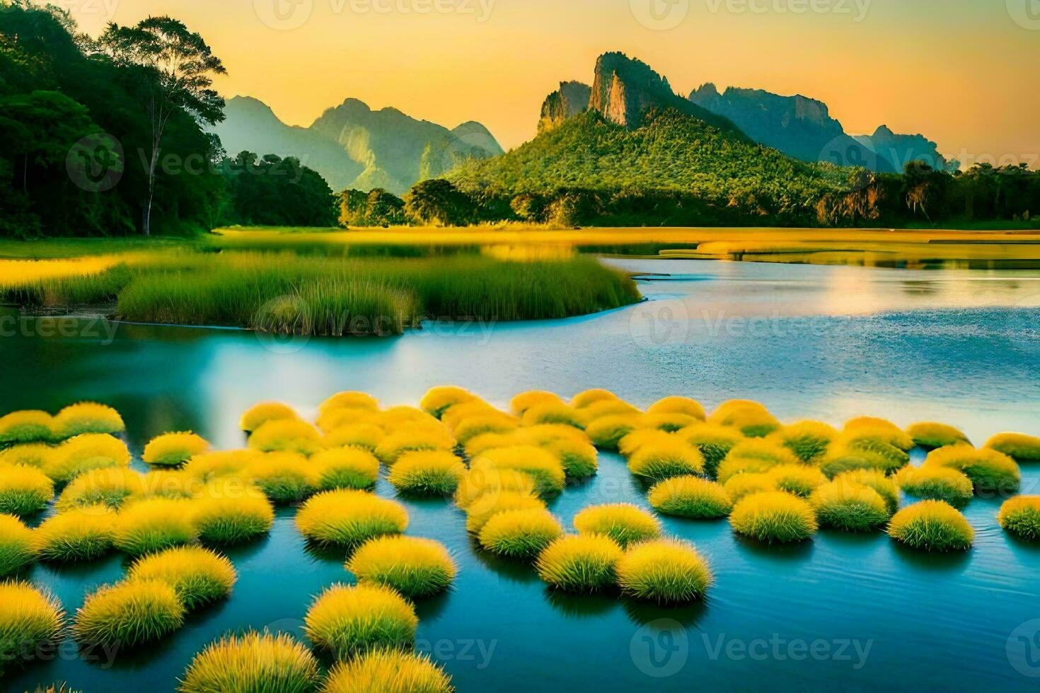 de mooi landschap van de yangtze rivier. ai-gegenereerd foto