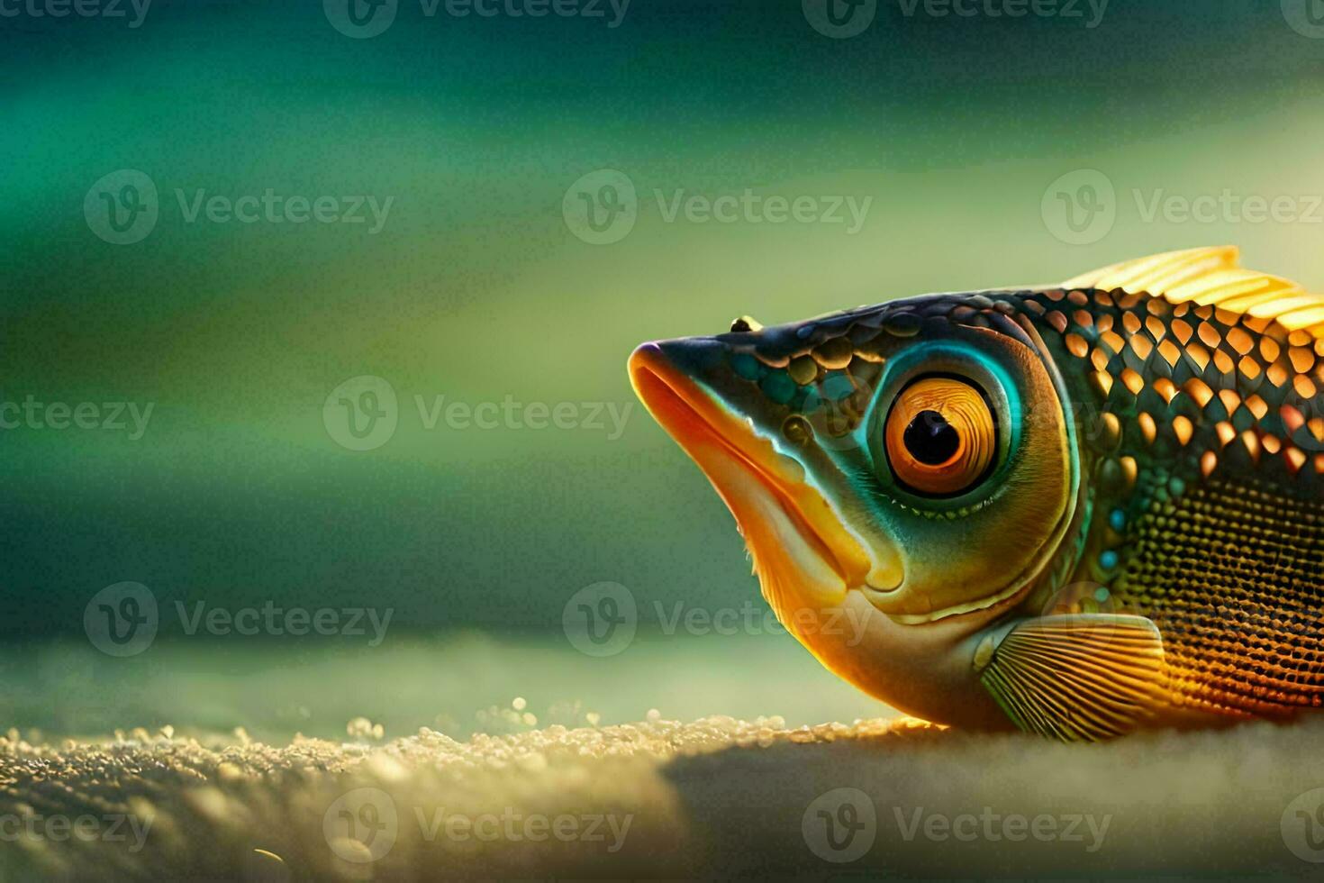 een vis met groot ogen en een groot mond. ai-gegenereerd foto