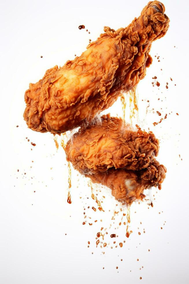 gezond gebakken kip, wit achtergrond foto